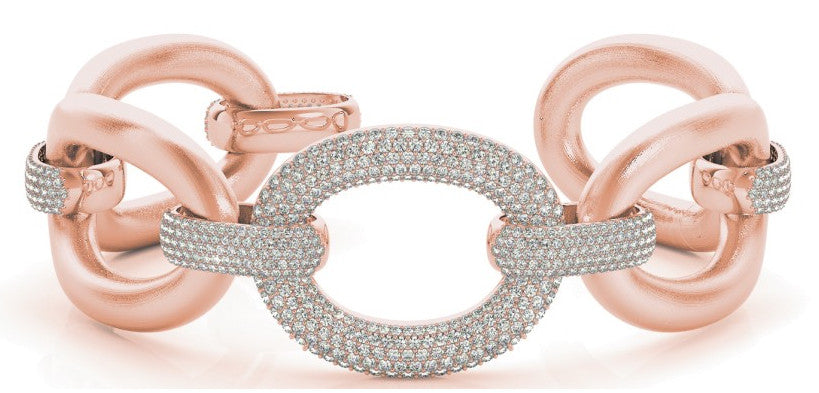 14K Italian Pave Diamond Link Bracelet - Crestwood Jewelers