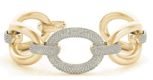 14K Italian Pave Diamond Link Bracelet - Crestwood Jewelers