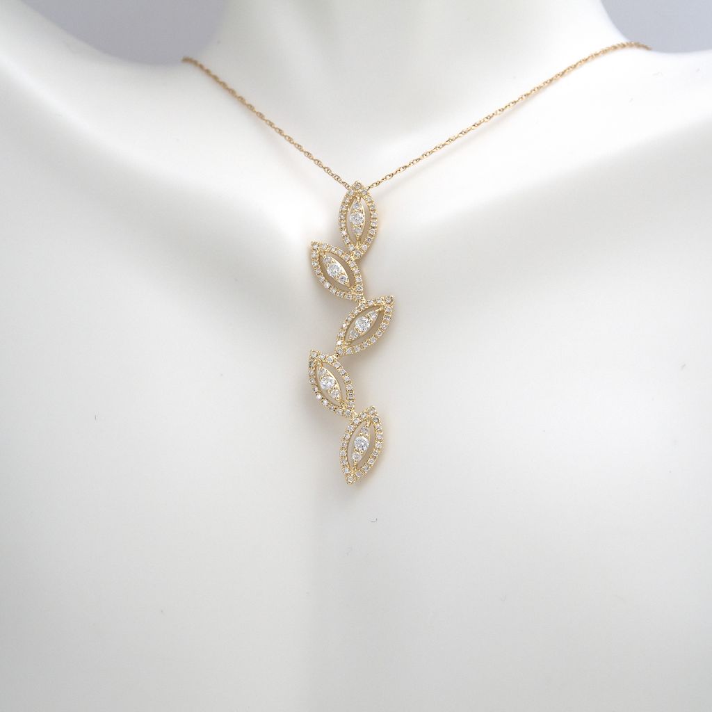 14K Yellow Gold Diamond Petals Pendant