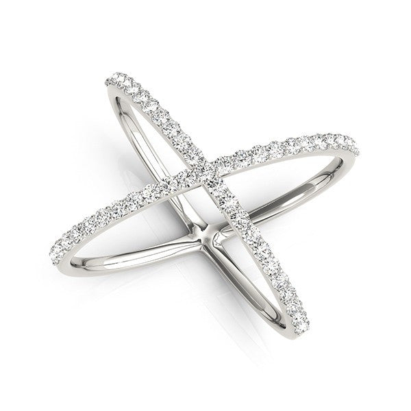 14K Diamond Open Concept Criss Cross Ring - Crestwood Jewelers