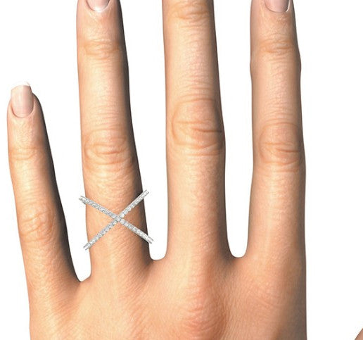 14K Diamond Open Concept Criss Cross Ring - Crestwood Jewelers