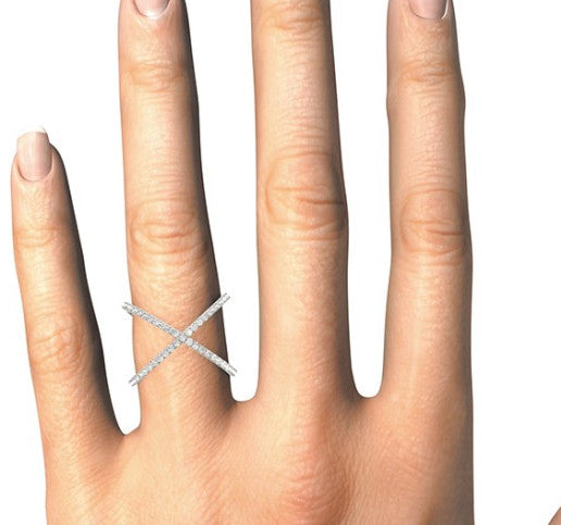 14K Diamond Open Concept Criss Cross Ring - Crestwood Jewelers