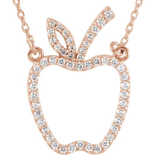 14K Yellow 1/5 CTW Diamond Apple 16.75" Necklace - Crestwood Jewelers