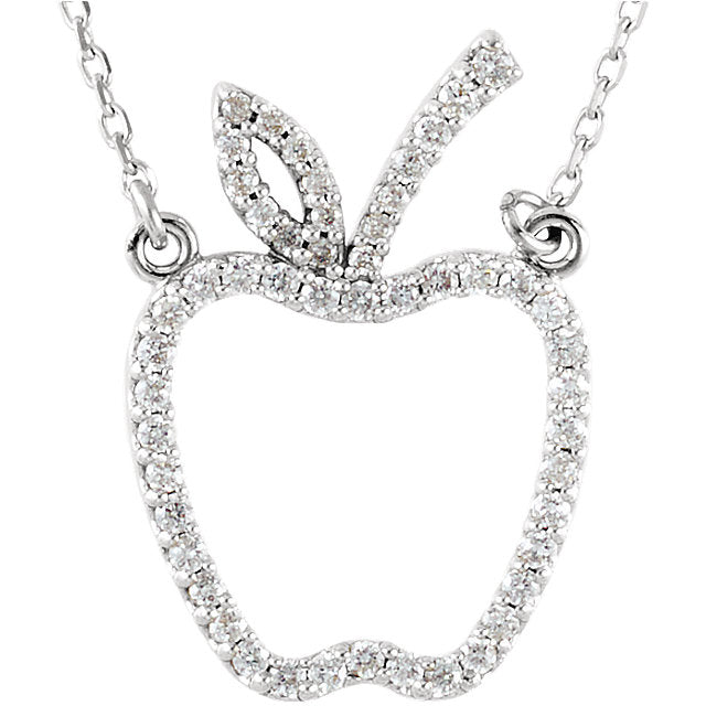 14K Yellow 1/5 CTW Diamond Apple 16.75" Necklace - Crestwood Jewelers