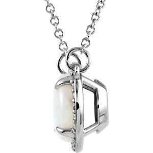 14K White Opal & .05 CTW Diamond 16" Necklace - Crestwood Jewelers