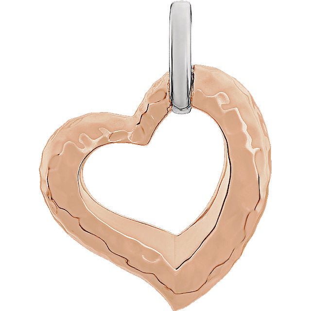 14K Two Tone Hammered Texture Heart - Crestwood Jewelers