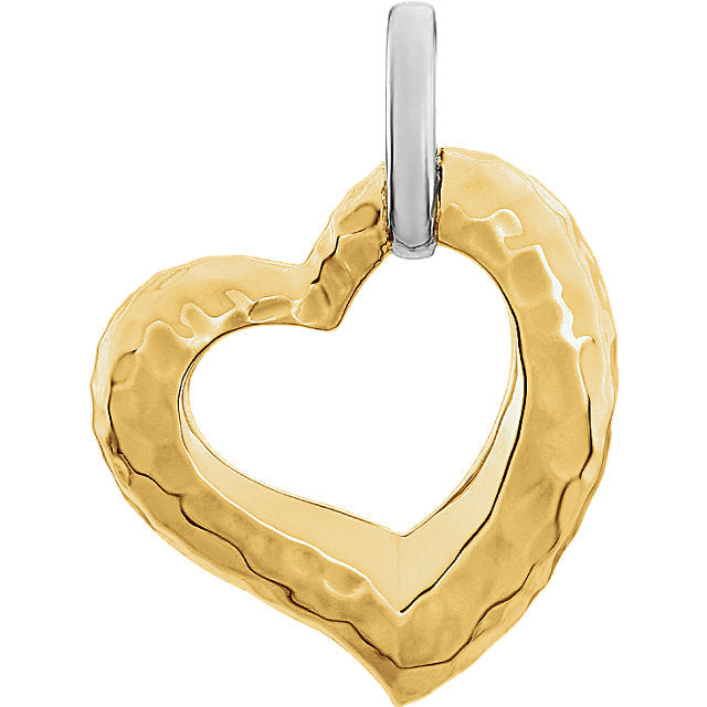 14K Two Tone Hammered Texture Heart - Crestwood Jewelers