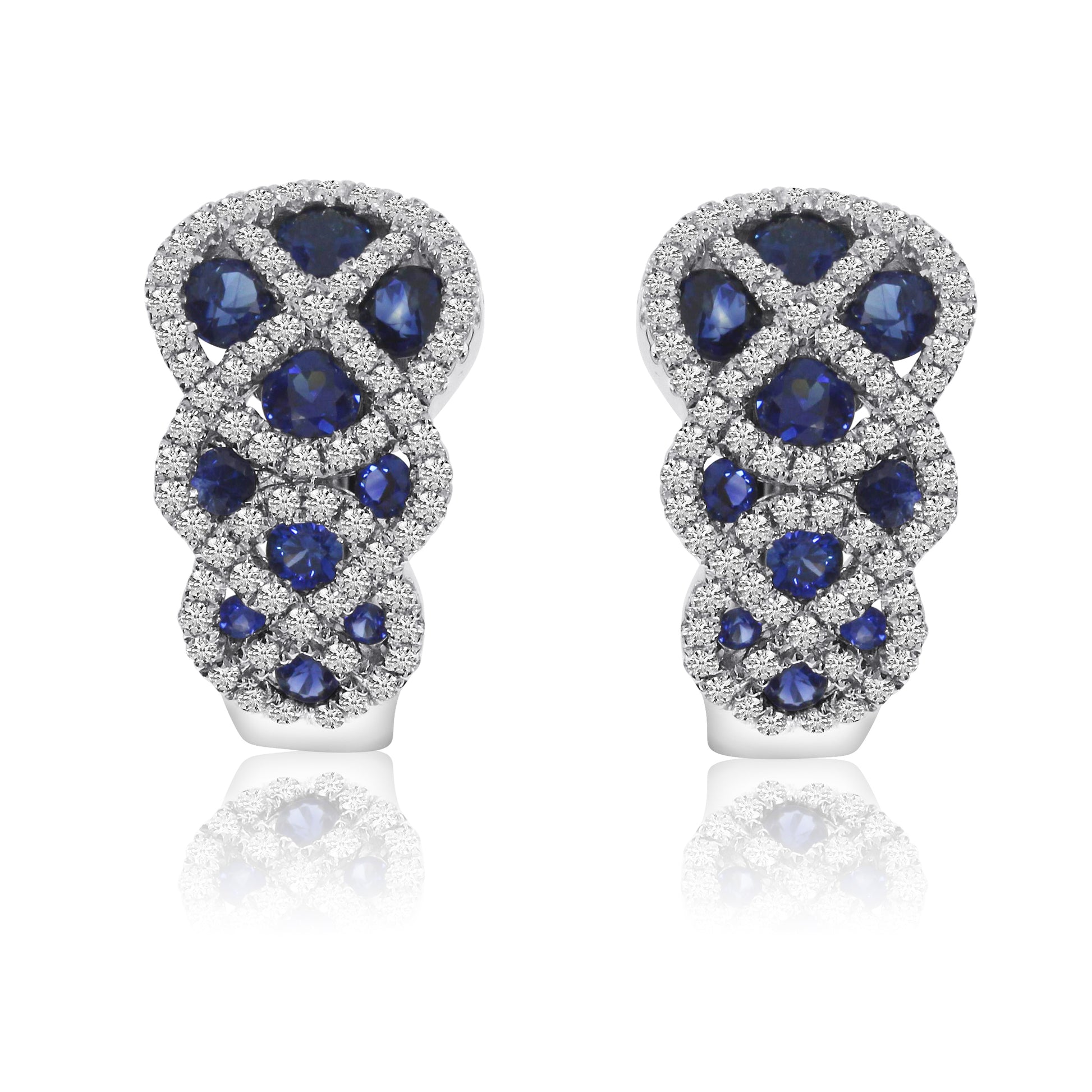 14K White Gold Sapphire Diamond Earrings - Crestwood Jewelers