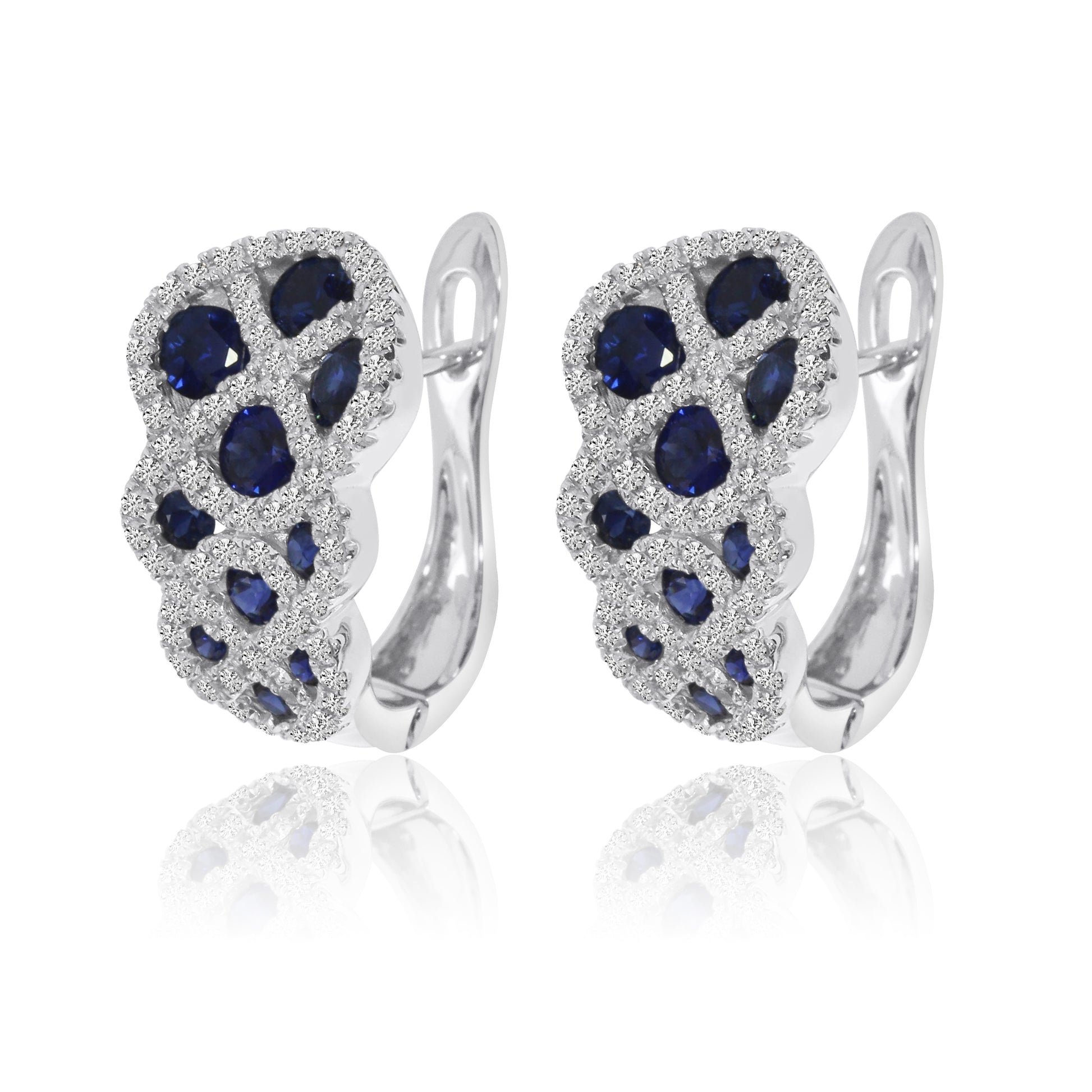14K White Gold Sapphire Diamond Earrings - Crestwood Jewelers