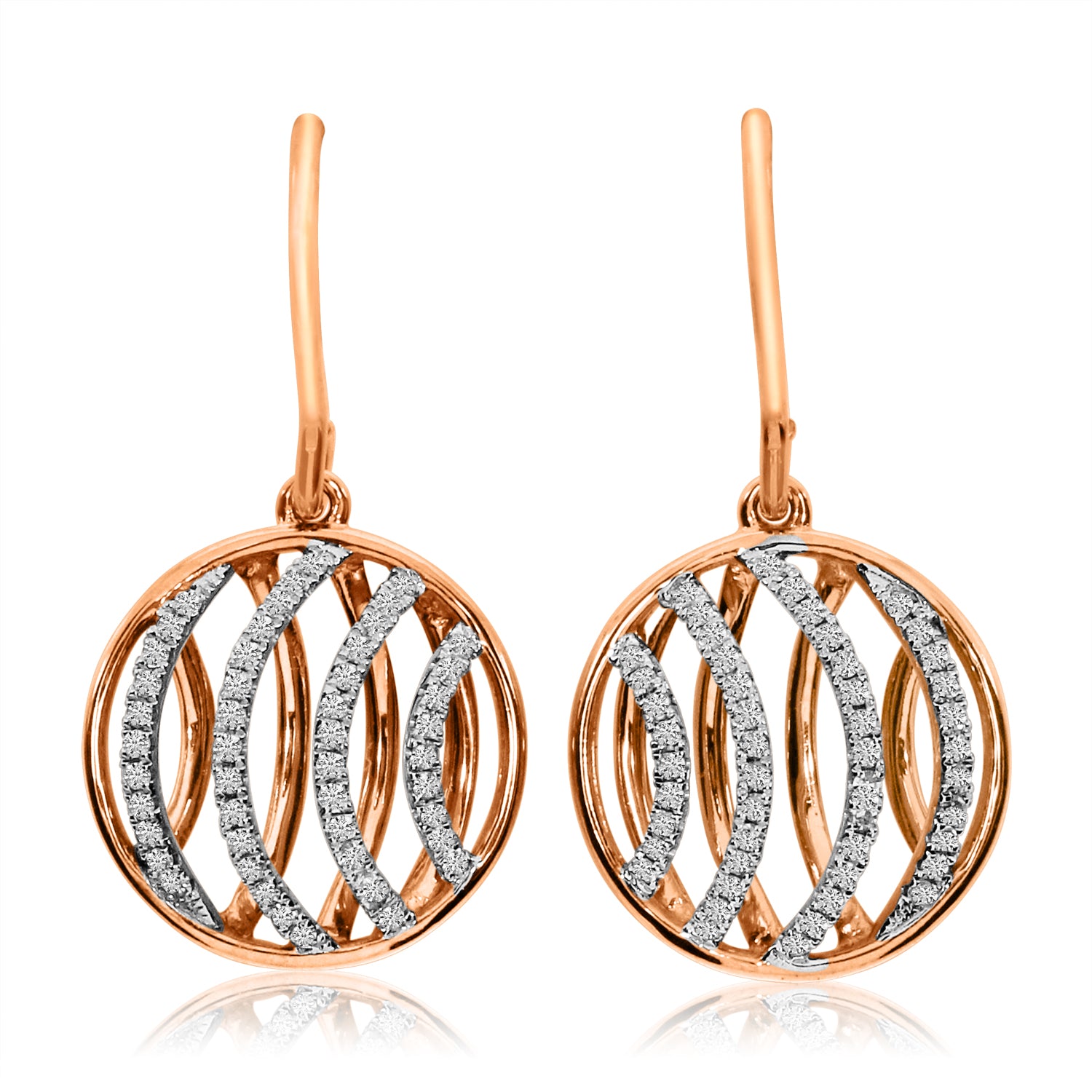 14K Rose Gold Diamond Disc Fashion Earrings - Crestwood Jewelers