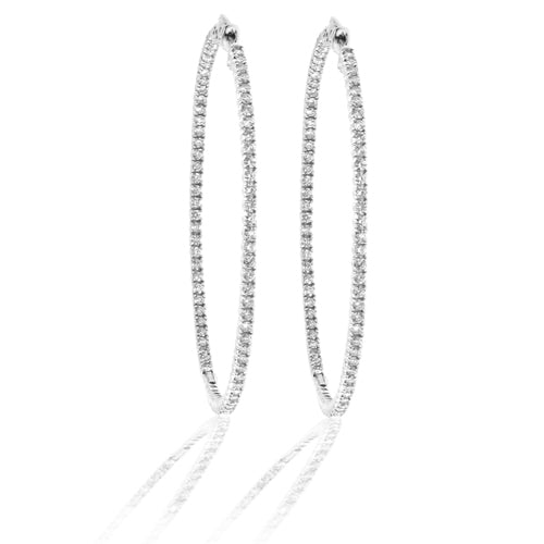 14k Gold Hoop Earrings with 3.00cttw of Diamonds (2 inches in diameter) - Crestwood Jewelers