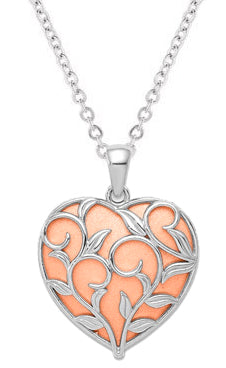 14k White And Rose Polished And Satin Floral Heart Pendant - Crestwood Jewelers