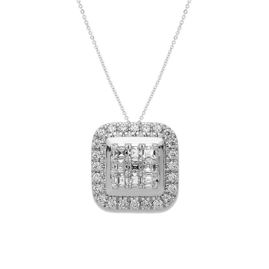 14k White Gold Diamond Cluster Pendant - Crestwood Jewelers