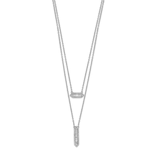 14k White Gold Double Strand 18in Necklace