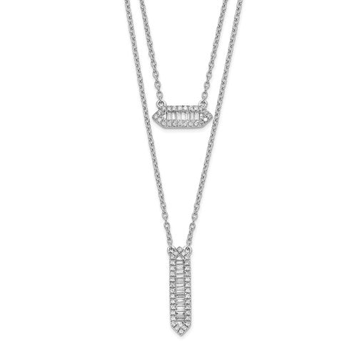 14k White Gold Double Strand 18in Necklace