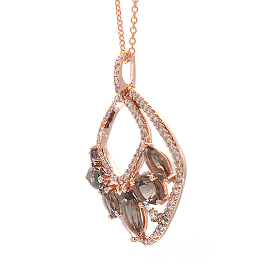 14K Rose Gold 2.51cttw Diamond and Smokey Quartz - Crestwood Jewelers