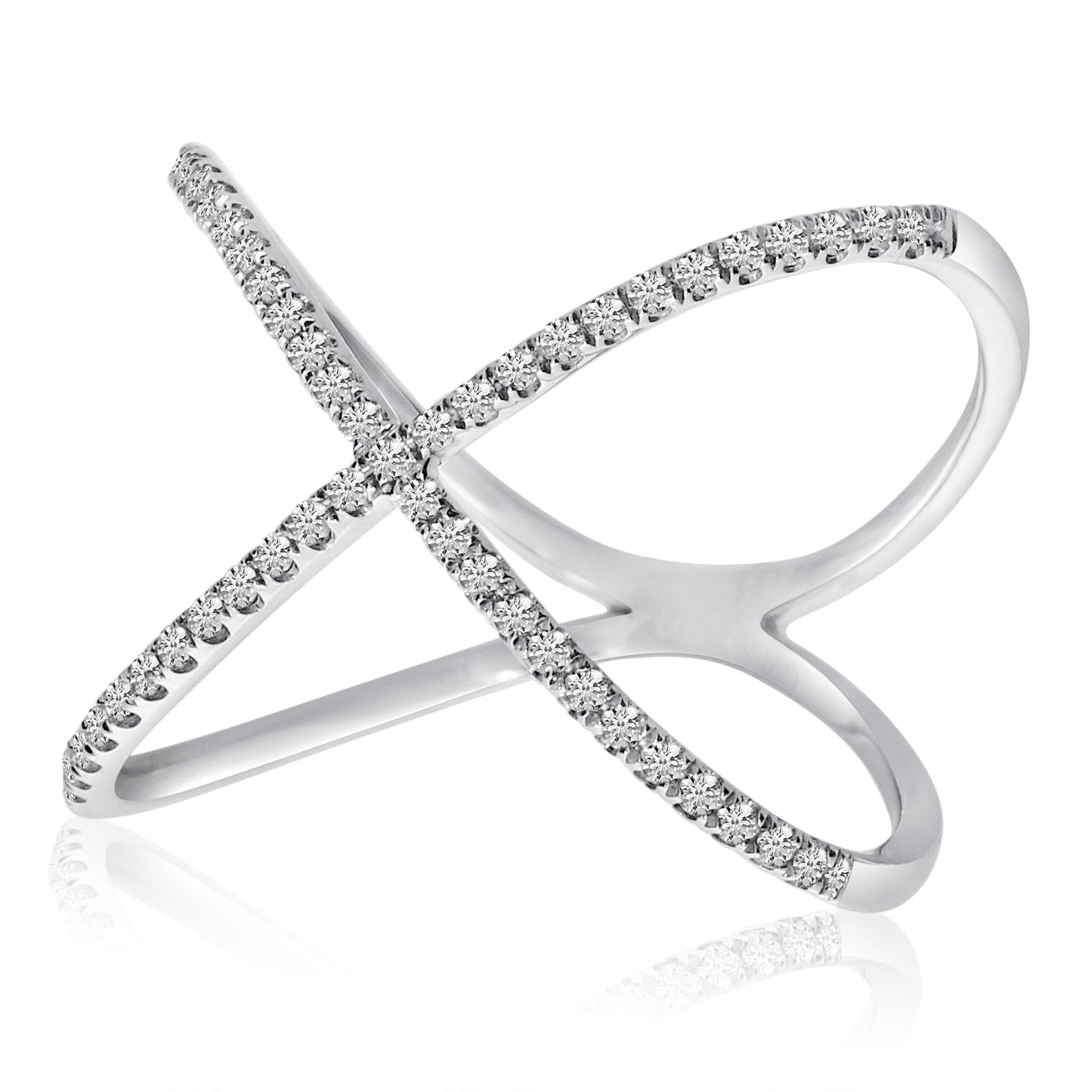 14K White Gold Negative Space X Diamond Fashion Ring - Crestwood Jewelers