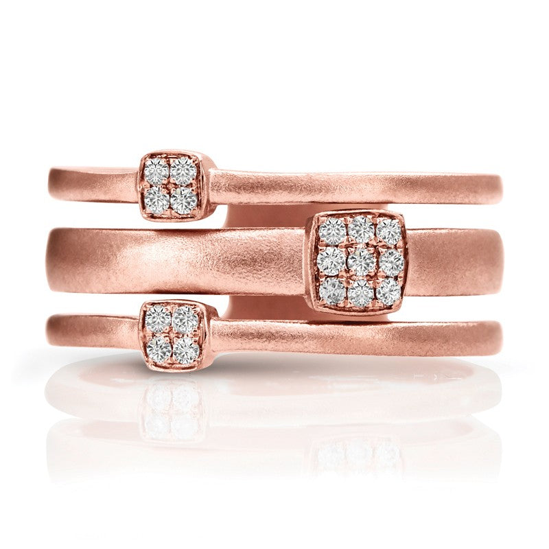 Couture Rose Gold Satin Pave Diamond Ring - Crestwood Jewelers