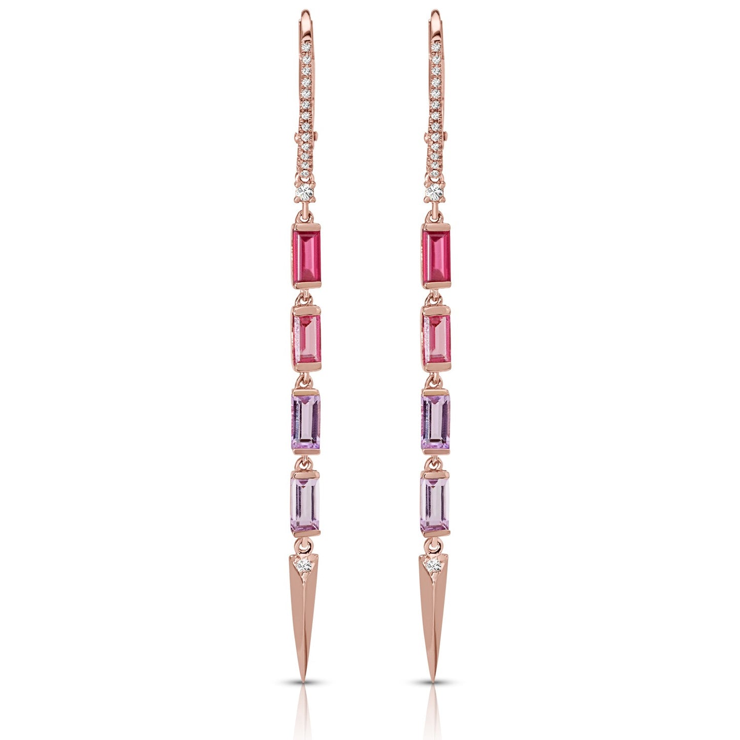14L Rose Gold Couture Gemstone Earrings - Crestwood Jewelers