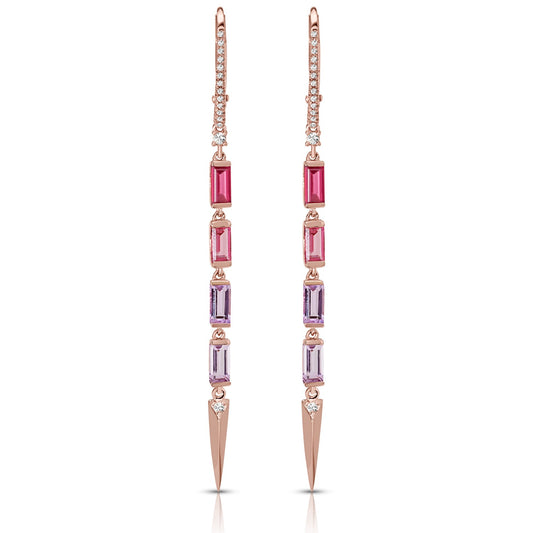 14L Rose Gold Couture Gemstone Earrings - Crestwood Jewelers