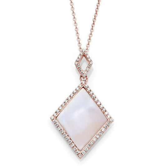 14K Rose Gold Pearl & Diamond Necklace - Crestwood Jewelers