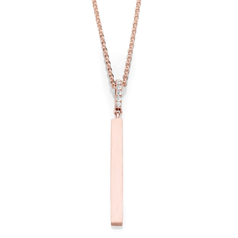 14K Rose Gold Diamond Bar Necklace - Crestwood Jewelers