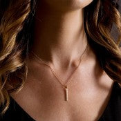 14K Rose Gold Diamond Bar Necklace - Crestwood Jewelers