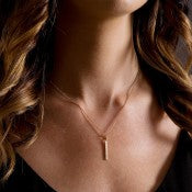 14K Rose Gold Diamond Bar Necklace - Crestwood Jewelers