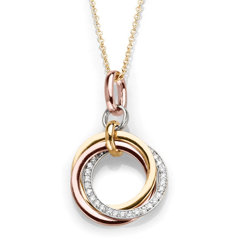 14K Couture Tri Color Diamond Circle Necklace - Crestwood Jewelers