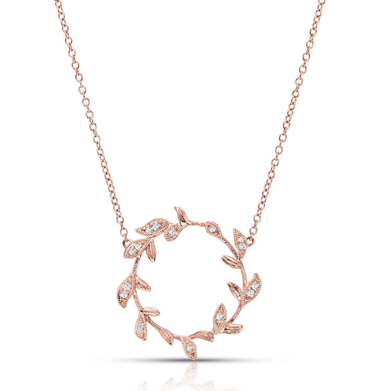 14K Couture Rose Gold Diamond Wreath Necklace - Crestwood Jewelers
