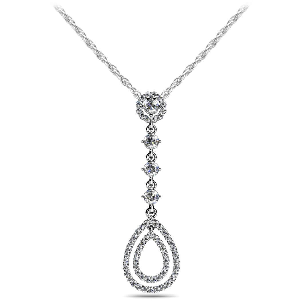 14K Double Drop Diamond Pendant