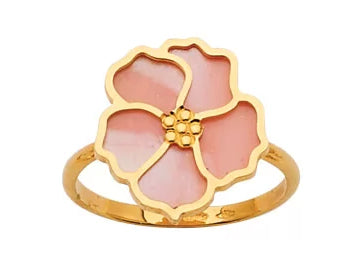 14K Mother of Pearl Floral Ring