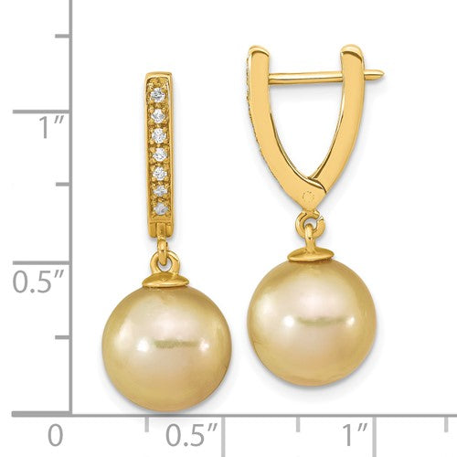14K South Sea Pearl & Diamond Earrings