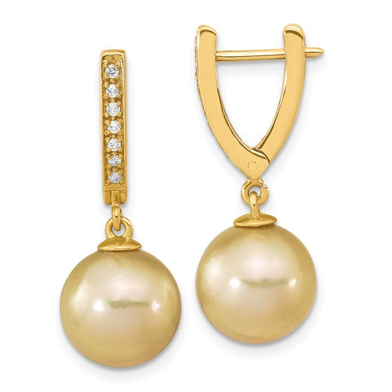 14K South Sea Pearl & Diamond Earrings