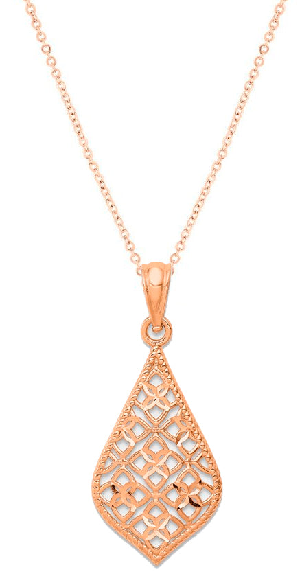 14K Rose Gold Diamond Cut Dangle Pendant - Crestwood Jewelers