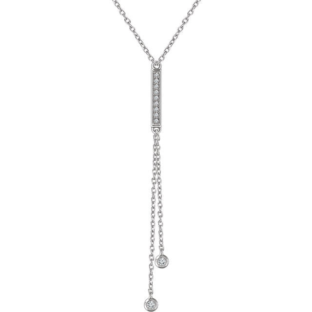 14K 1/10 CTW Diamond Bar Y 16-18" Fashion Necklace - Crestwood Jewelers