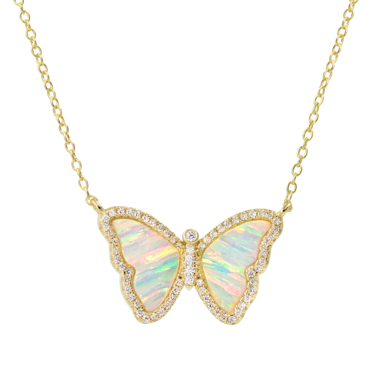 KAMARIA OPAL BUTTERFLY NECKLACE WITH STRIPES