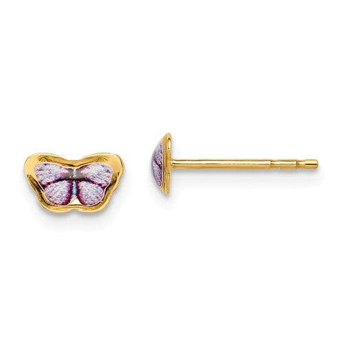 14K Children's Enamel Butterfly Post Earrings - Crestwood Jewelers