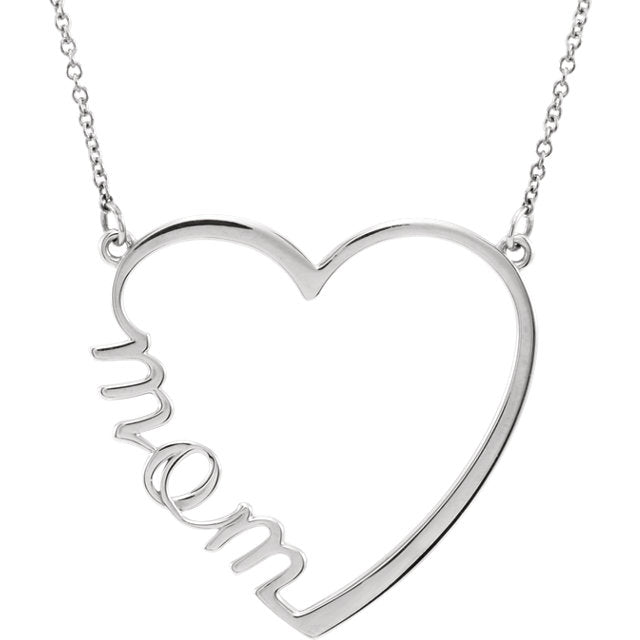 14K  "Mom" Heart 17" Necklace - Crestwood Jewelers