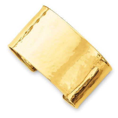 14k Gold 37mm Hammered Polished Bangle Bracelet - Crestwood Jewelers