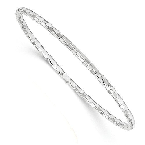 14K Diamond Cut Slip On Stackable Bangle Bracelet - Crestwood Jewelers