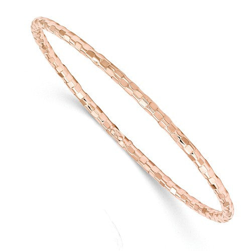 14K Diamond Cut Slip On Stackable Bangle Bracelet - Crestwood Jewelers