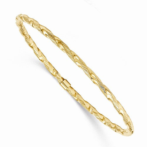 14K Diamond Cut Slip On Stackable Bangle Bracelet - Crestwood Jewelers