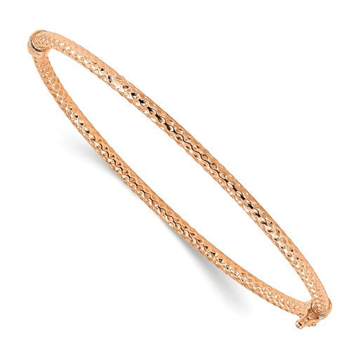 14K Textured Hinged Stackable Bangle Bracelet - Crestwood Jewelers