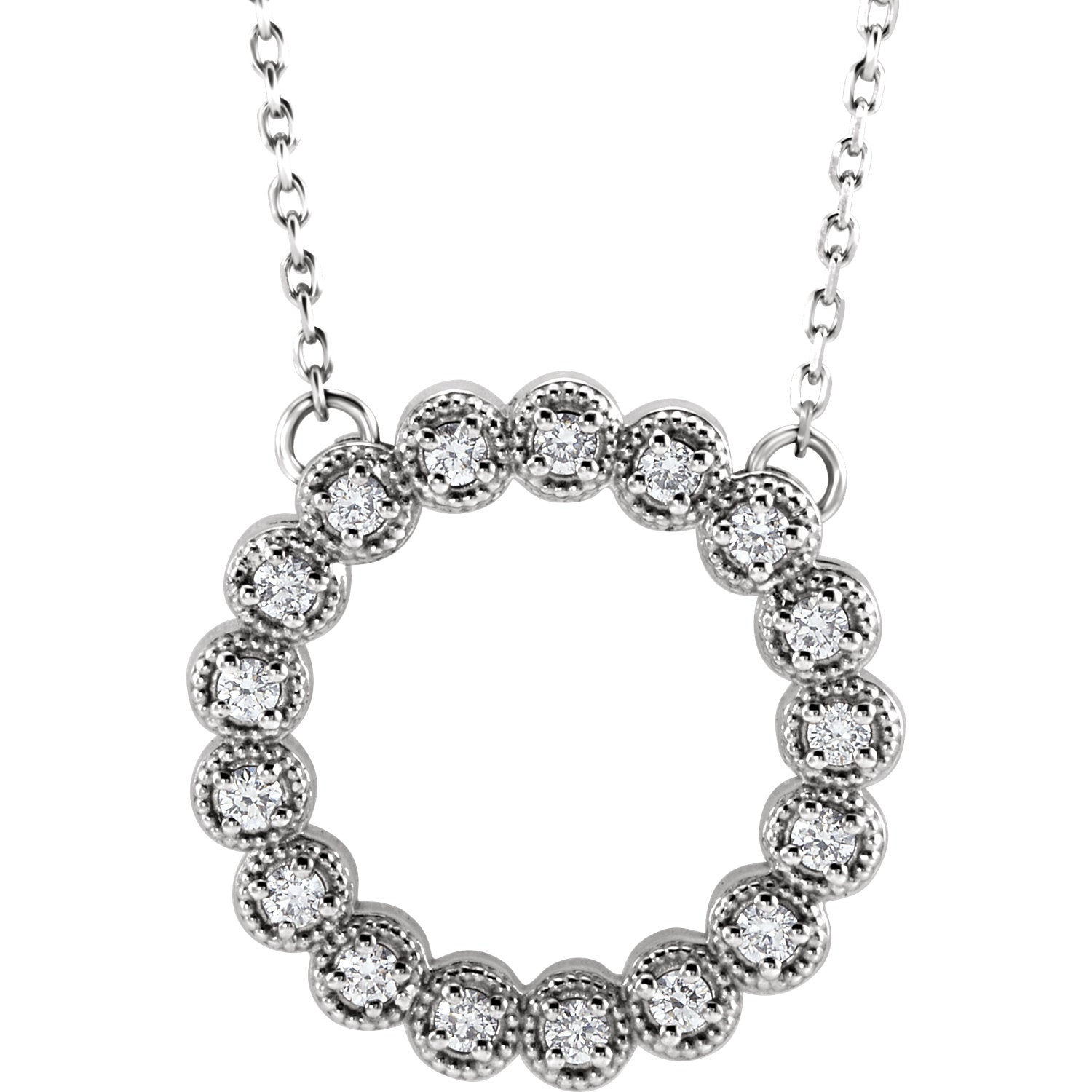 14K White 1/4 CTW Diamond Circle 16-18" Necklace - Crestwood Jewelers