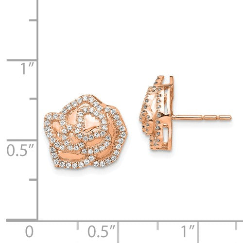 14k Rose Diamond Fancy Flower Earrings - Crestwood Jewelers