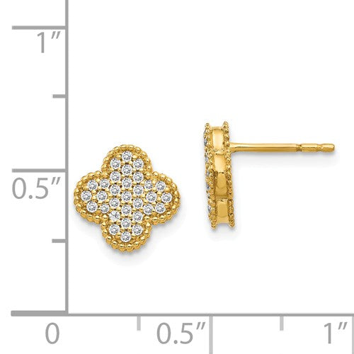 14k Diamond Quatrefoil Post Earrings - Crestwood Jewelers