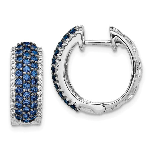 14k White Gold Diamond And Sapphire Earrings - Crestwood Jewelers