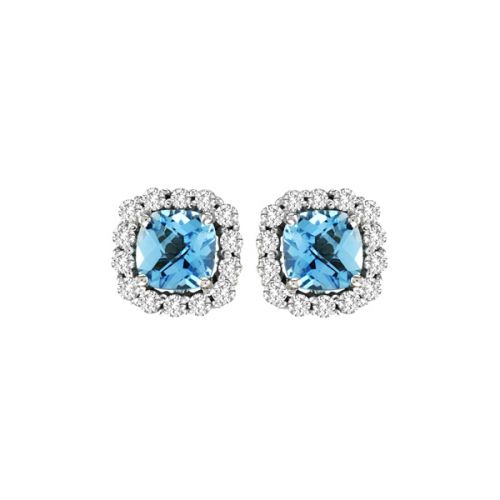 14k Blue Topaz And Diamond Earring - Crestwood Jewelers