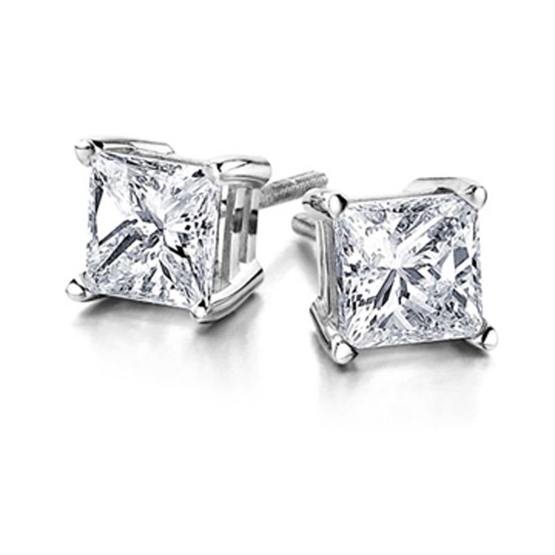 14k Gold 1.00ctw Princess Cut Diamond Stud Earring - Crestwood Jewelers